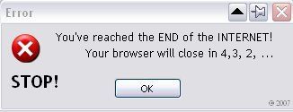 You reach the end of the Internet error